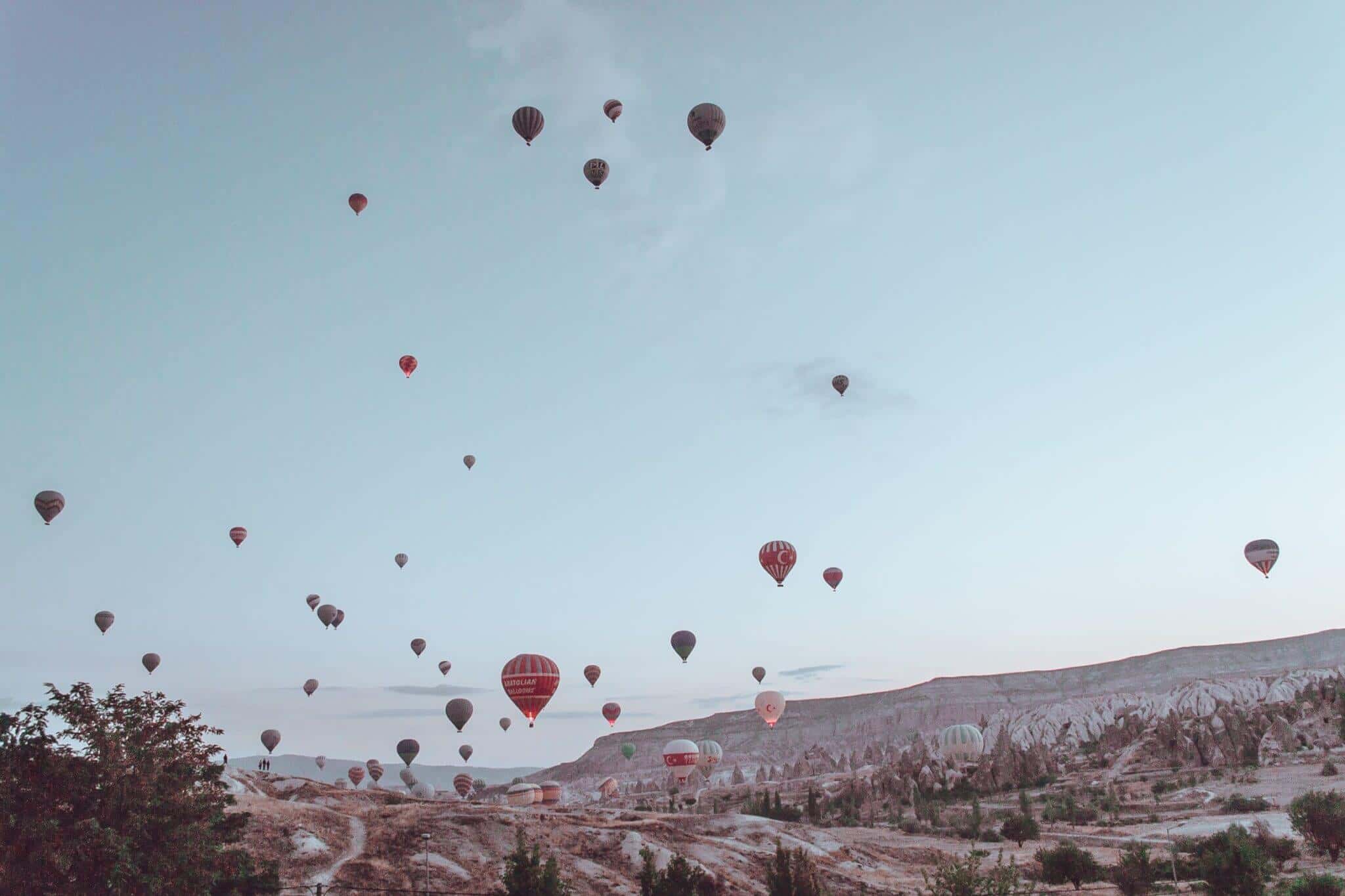 hot air balloons over cappadocia turkey