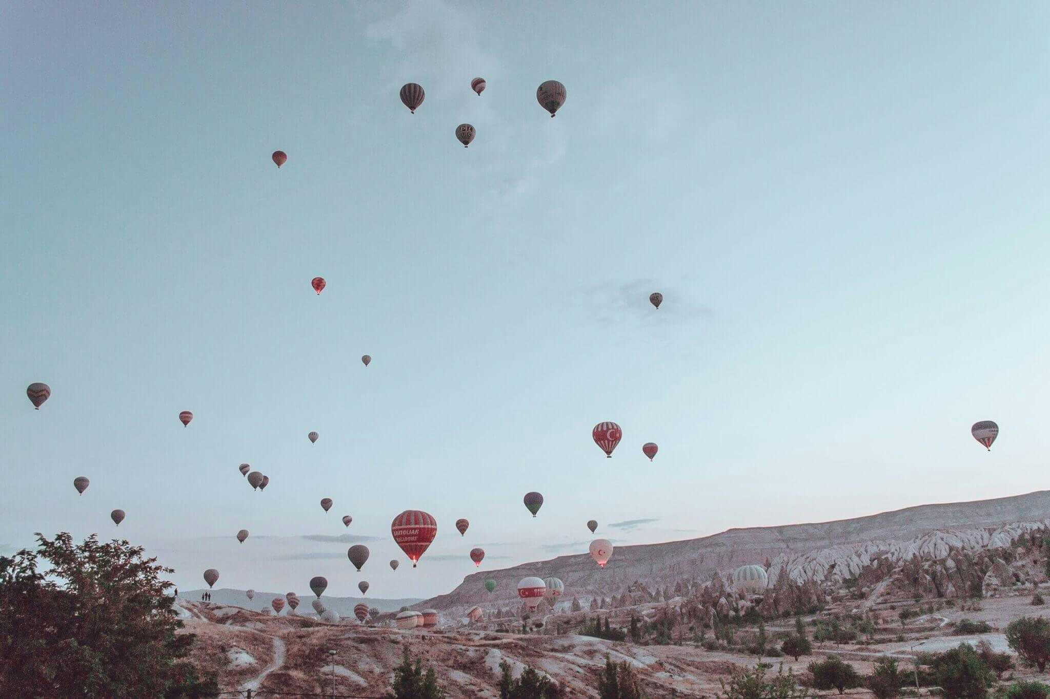hot air balloons over cappadocia turkey